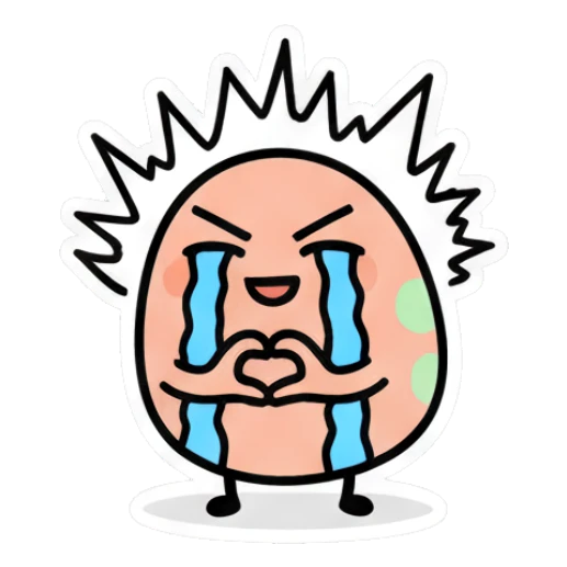 Crying egg making a heart gesture saying LOVE Doodle Egg Moods sticker for expressive chats and social replies.