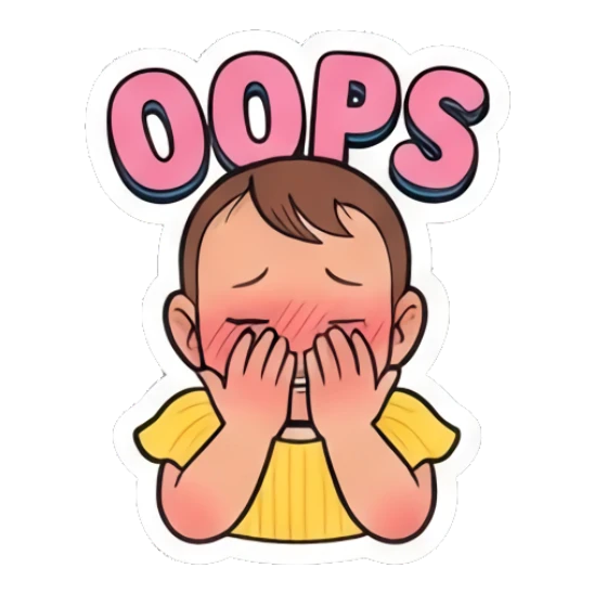 Embarrassed toddler covering face saying Oops Little Sunshine Expressions sticker for expressive chats and social replies.
