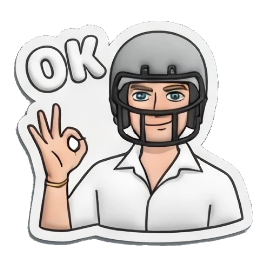Man wearing football helmet doing OK sign with text OK Everyday Guy Expressions sticker for expressive chats and social replies.
