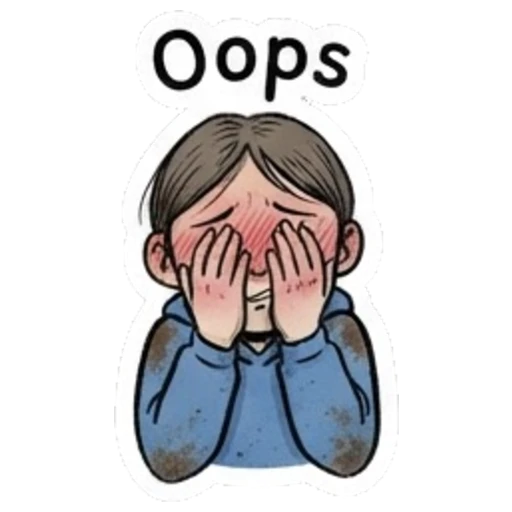 Embarrassed girl covering face with hands and text Oops Daily Moods of a Girl sticker for expressive chats and social replies.