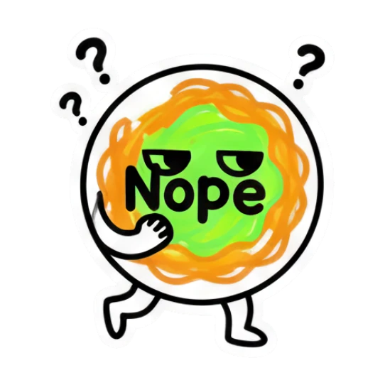 Noodle character looking unimpressed with 'Nope' text Noodle Doodle Pals sticker for expressive chats and social replies.