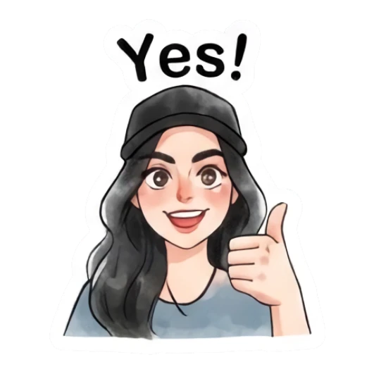Girl in cap giving a thumbs up with text Yes! Modern Girl Daily Vibes sticker for expressive chats and social replies.