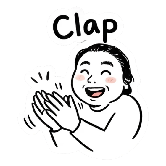 Girl clapping hands with an enthusiastic smile Daily Doodle Girl sticker for expressive chats and social replies.