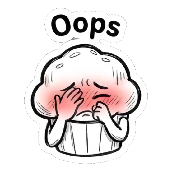 Muffin blushing and covering face Muffin Moods sticker for expressive chats and social replies.