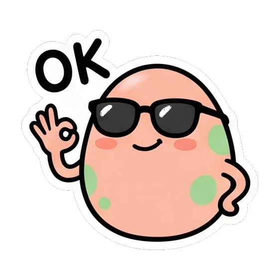 Pink egg wearing sunglasses giving an OK sign Pink Egg Buddy Daily sticker for expressive chats and social replies.