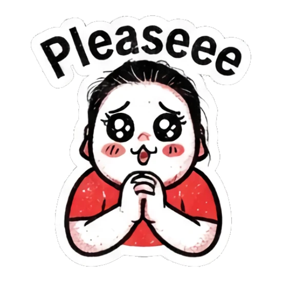 Girl begging with puppy eyes and Pleaseee text Punk Girl Daily Vibes sticker for expressive chats and social replies.