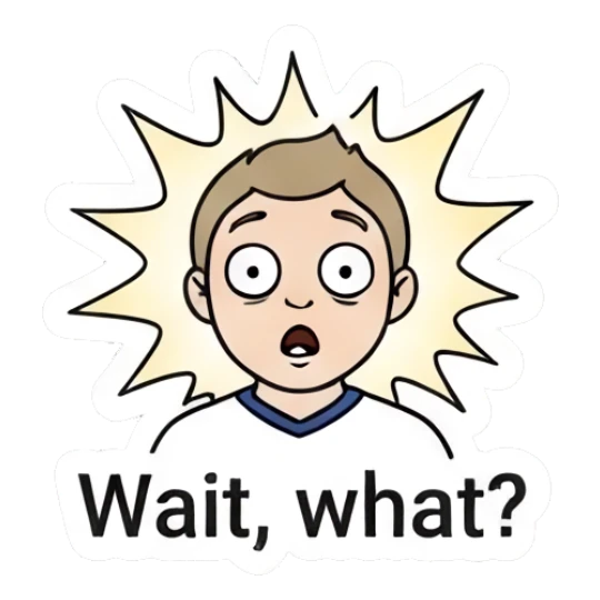 A shocked boy with wide eyes and a burst background. Daily Life of a Cartoon Boy sticker for expressive chats and social replies.