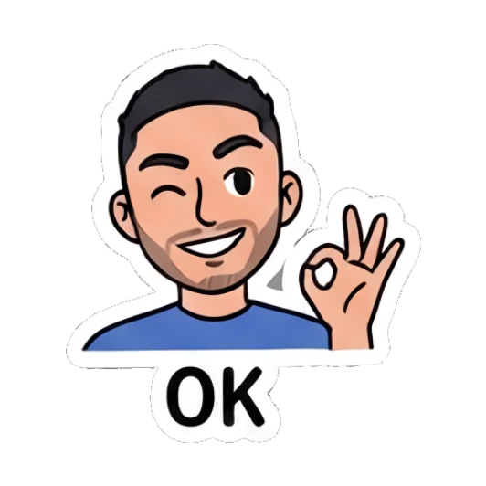 Young man winking and giving an OK hand gesture, happy expression. Daily Vibe Guy sticker for expressive chats and social replies.