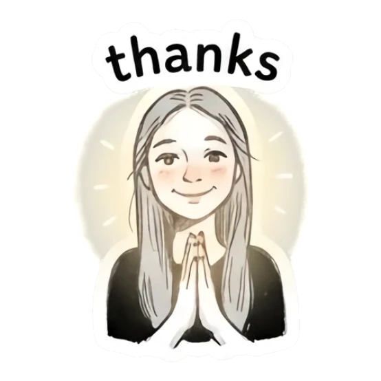 Girl with hands together in a prayer pose looking thankful Doodle Girl Daily Vibes sticker for expressive chats and social replies.