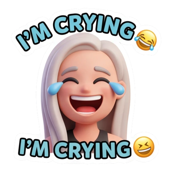 Blonde girl laughing hysterically with tears of joy. Blonde Girl Daily Vibes sticker for expressive chats and social replies.