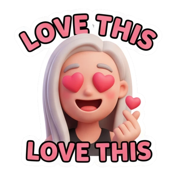Blonde girl with heart eyes making a finger heart gesture. Blonde Girl Daily Vibes sticker for expressive chats and social replies.