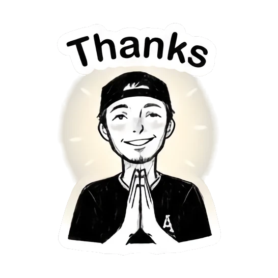 Grateful man with hands together in prayer pose Cool Guy Doodle Daily sticker for expressive chats and social replies.
