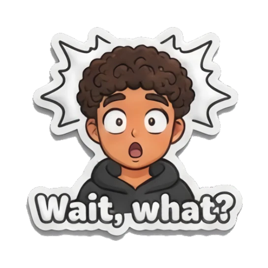 Curly-haired boy looking shocked with wide eyes and mouth open. Curly Hair Boy Daily Vibes sticker for expressive chats and social replies.