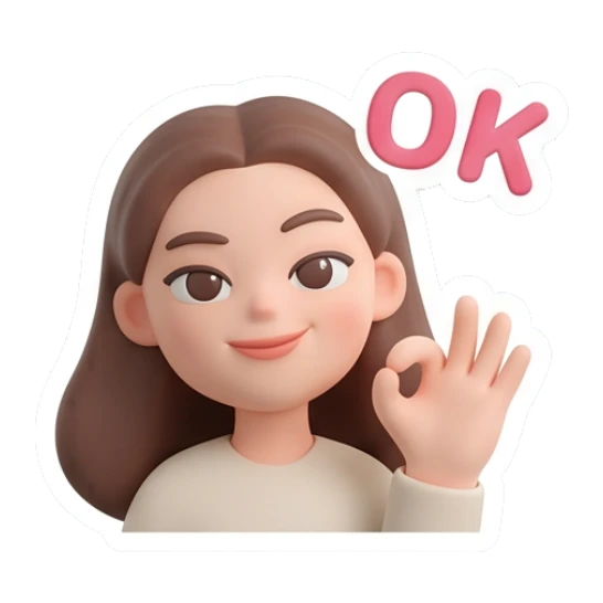 Girl making OK gesture with a smile Cute Clay Girl Daily Expressions sticker for expressive chats and social replies.