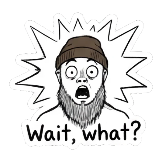 Bearded man looking shocked with wide eyes and mouth open Bearded Guy Moods sticker for expressive chats and social replies.
