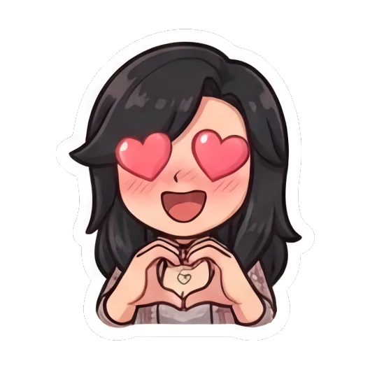 Girl with glasses making a heart shape with hands Chibi Girl Daily Life sticker for expressive chats and social replies.