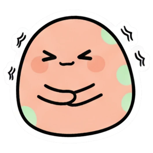 Blob character smiling shyly with hands held together. Doodle Blob Emotions sticker for expressive chats and social replies.