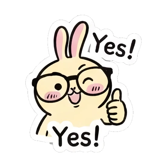 Happy rabbit giving a thumbs up. Smart Bunny Daily Moods sticker for expressive chats and social replies.