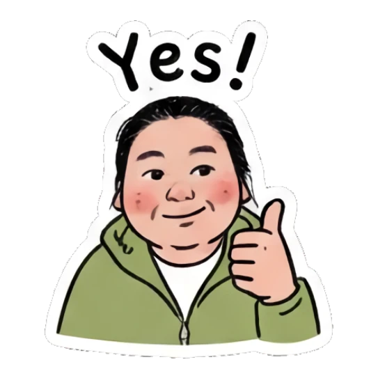 Girl giving a thumbs up, text Yes Daily Moods of a Girl sticker for expressive chats and social replies.
