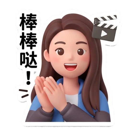 Girl clapping hands, cheering, text '棒棒哒!' Modern Girl Daily Life sticker for expressive chats and social replies.