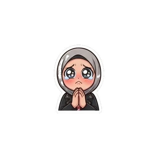 Hijab girl pleading with teary eyes Hijab Girl Daily Life sticker for expressive chats and social replies.
