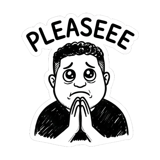 男士双手合十祈求表示拜托 Doodle Guy Daily Vibes sticker for expressive chats and social replies.