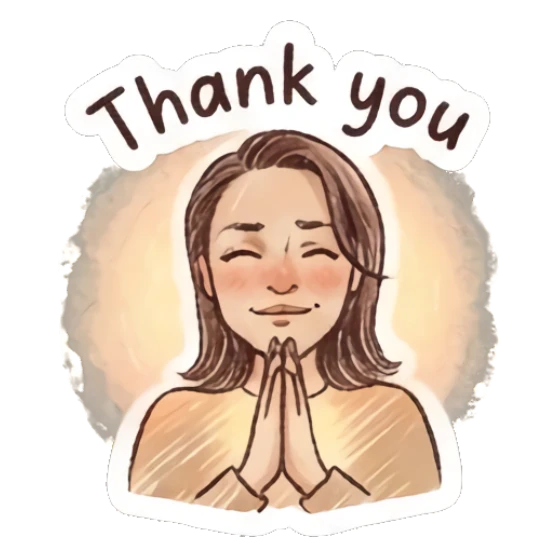 Girl praying with grateful expression Doodle Girl Daily Expressions sticker for expressive chats and social replies.