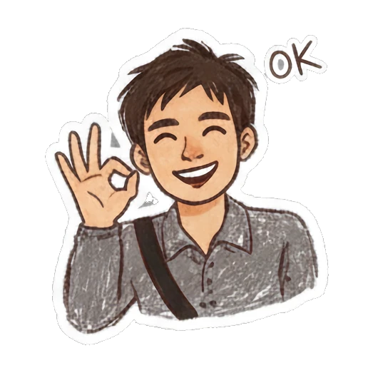 Boy making OK gesture with happy smile Doodle Boy Daily Vibes sticker for expressive chats and social replies.
