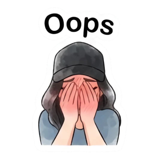 Girl in cap covering face with hands in embarrassment with text Oops Modern Girl Daily Vibes sticker for expressive chats and social replies.
