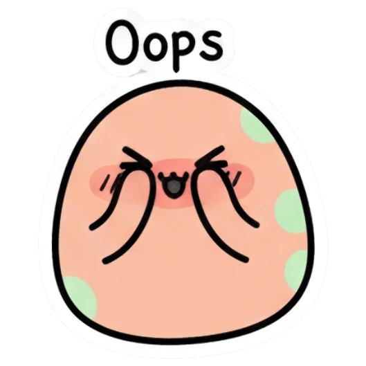 Blob character covering face with hands and 'Oops' text. Doodle Blob Emotions sticker for expressive chats and social replies.