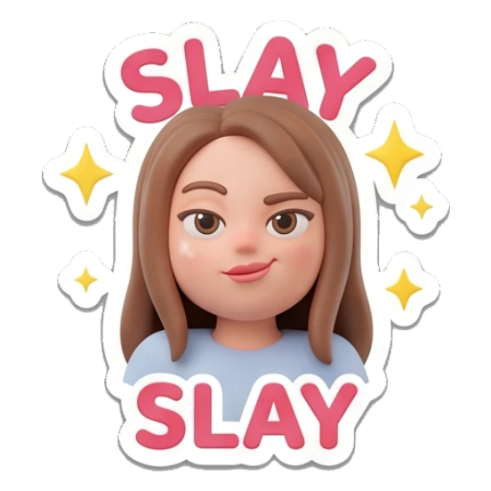Girl looking confident and slaying Cute 3D Girl Expressions sticker for expressive chats and social replies.