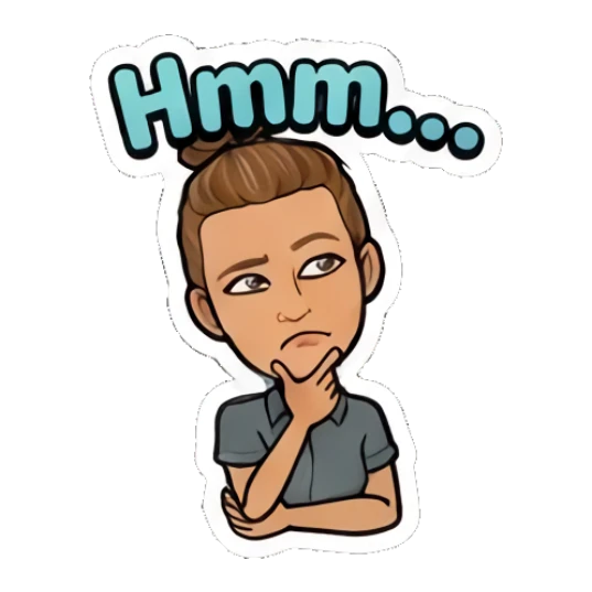 Girl thinking with hand on chin and Hmm text Retro Cartoon Girl Daily Life sticker for expressive chats and social replies.