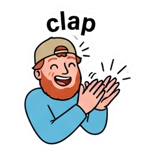 Bearded man clapping his hands in applause Bearded Guy Daily Vibes sticker for expressive chats and social replies.
