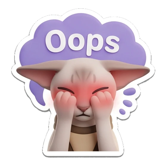 Sphynx cat covering face in embarrassment with text Oops Sphynx Cat Moods sticker for expressive chats and social replies.