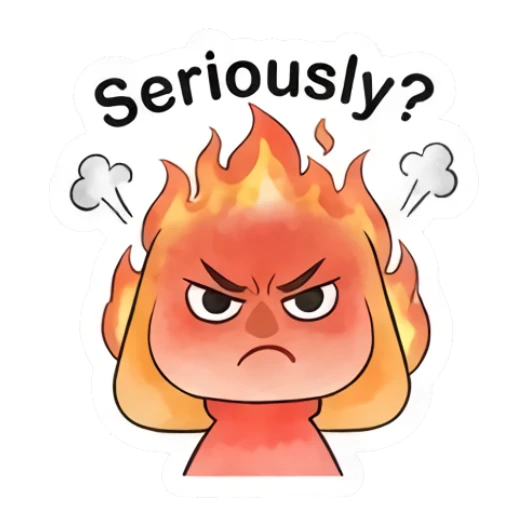 Little monk with fire aura and angry expression Little Monk Daily Vibes sticker for expressive chats and social replies.
