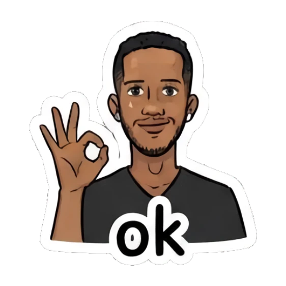 Man making OK gesture with text ok Modern Couple Daily Vibes sticker for expressive chats and social replies.