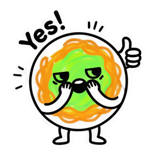 Noodle character giving a thumbs up with 'Yes!' text Noodle Doodle Pals sticker for expressive chats and social replies.