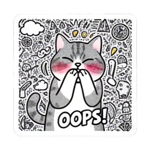Embarrassed cat blushing with text OOPS Doodle Cat Daily Vibes sticker for expressive chats and social replies.