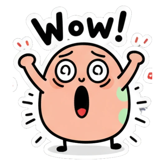 Shocked egg with wide open mouth and Wow text Doodle Egg Moods sticker for expressive chats and social replies.