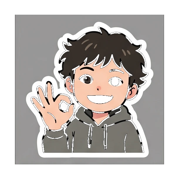Boy with braces making an OK gesture Cheerful Braces Boy sticker for expressive chats and social replies.