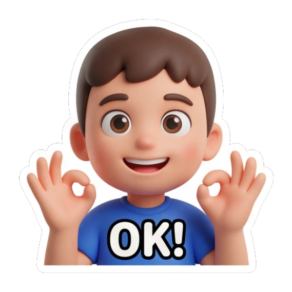 Boy making OK hand gesture with happy expression Little Boy Daily Vibes sticker for expressive chats and social replies.