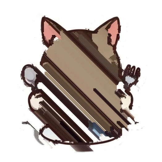 Tabby cat holding a spoon and fork ready to eat fish Tabby Cat Daily Life sticker for expressive chats and social replies.