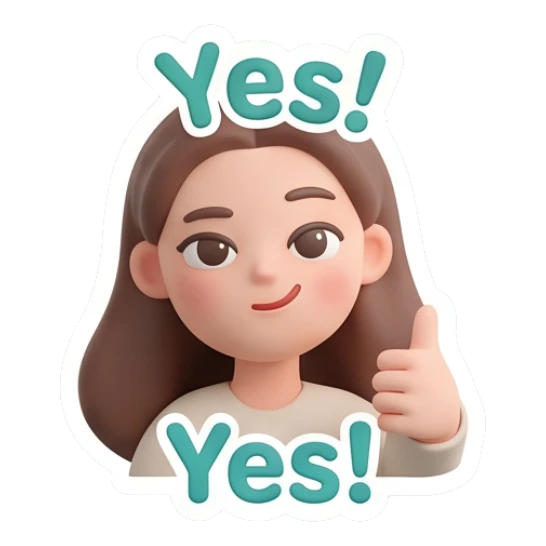 Girl giving a thumbs up saying yes Cute Clay Girl Daily Expressions sticker for expressive chats and social replies.
