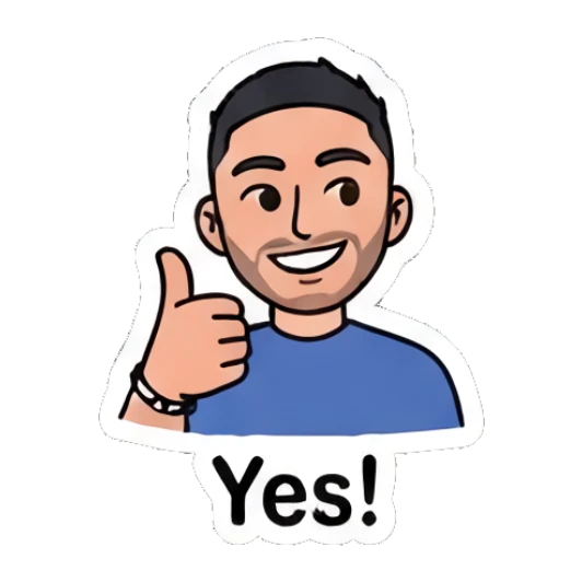 Young man giving a thumbs up, happy and approving. Daily Vibe Guy sticker for expressive chats and social replies.