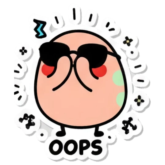 Embarrassed egg saying OOPS Cool Egg Vibes sticker for expressive chats and social replies.