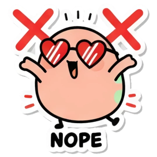 Rejecting egg with red X marks saying NOPE Cool Egg Vibes sticker for expressive chats and social replies.