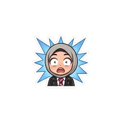 Hijab girl looking shocked with blue starburst background Hijab Girl Daily Life sticker for expressive chats and social replies.