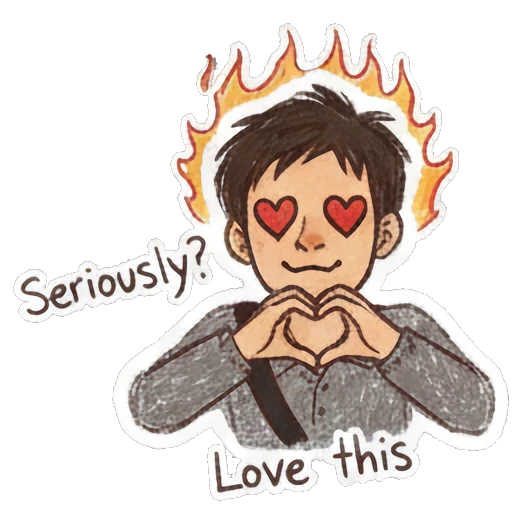Boy with heart eyes and heart hands Doodle Boy Daily Vibes sticker for expressive chats and social replies.