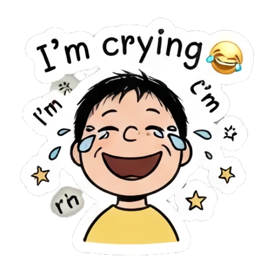 Boy laughing and crying with tears of joy. Daily Life of a Cartoon Boy sticker for expressive chats and social replies.