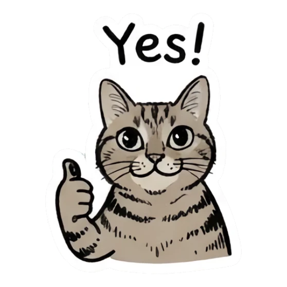 Happy cat giving a thumbs up Doctor Tabby Cat Daily sticker for expressive chats and social replies.